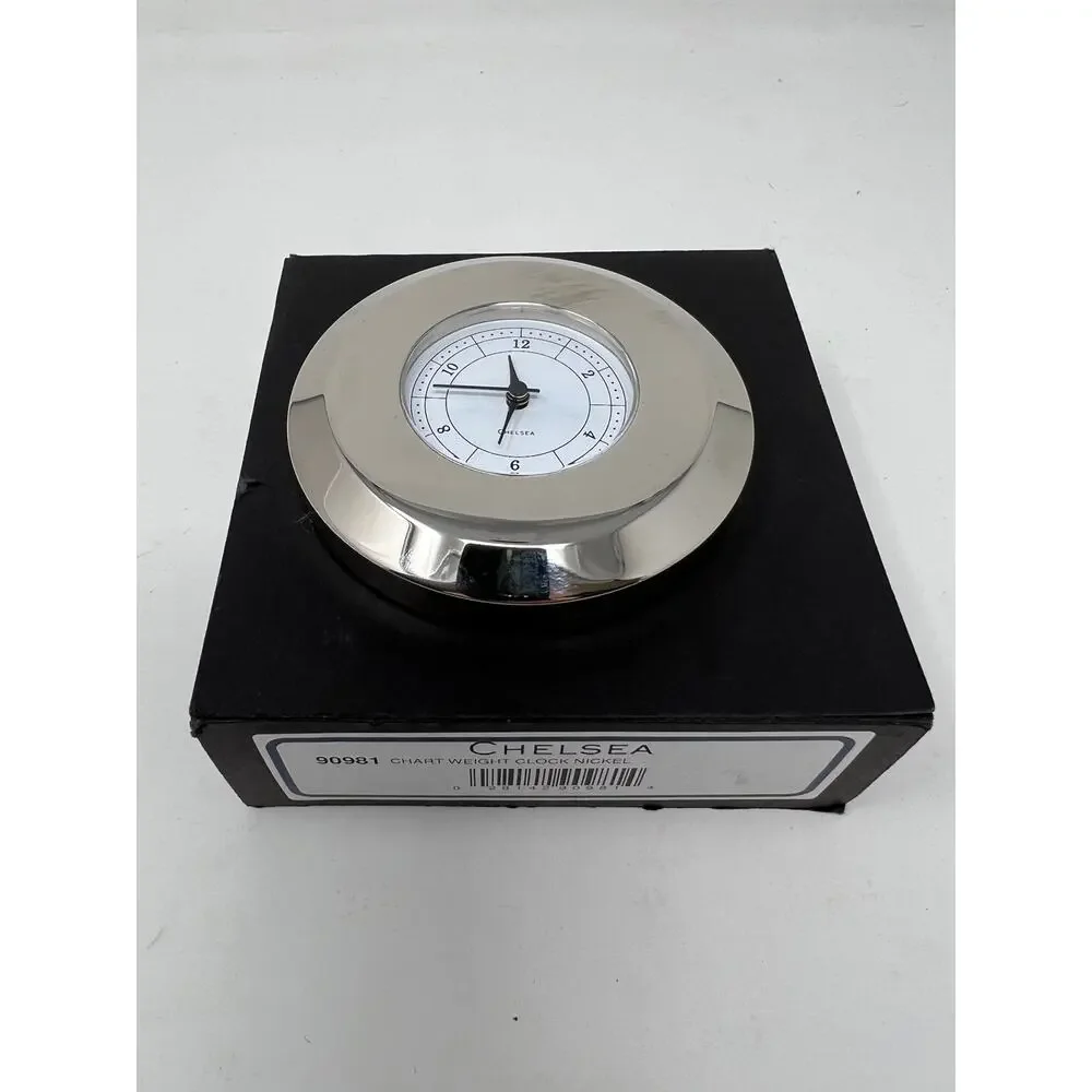 NEW! Chelsea Chart Weight Desk Clock Paperweight Nickel
